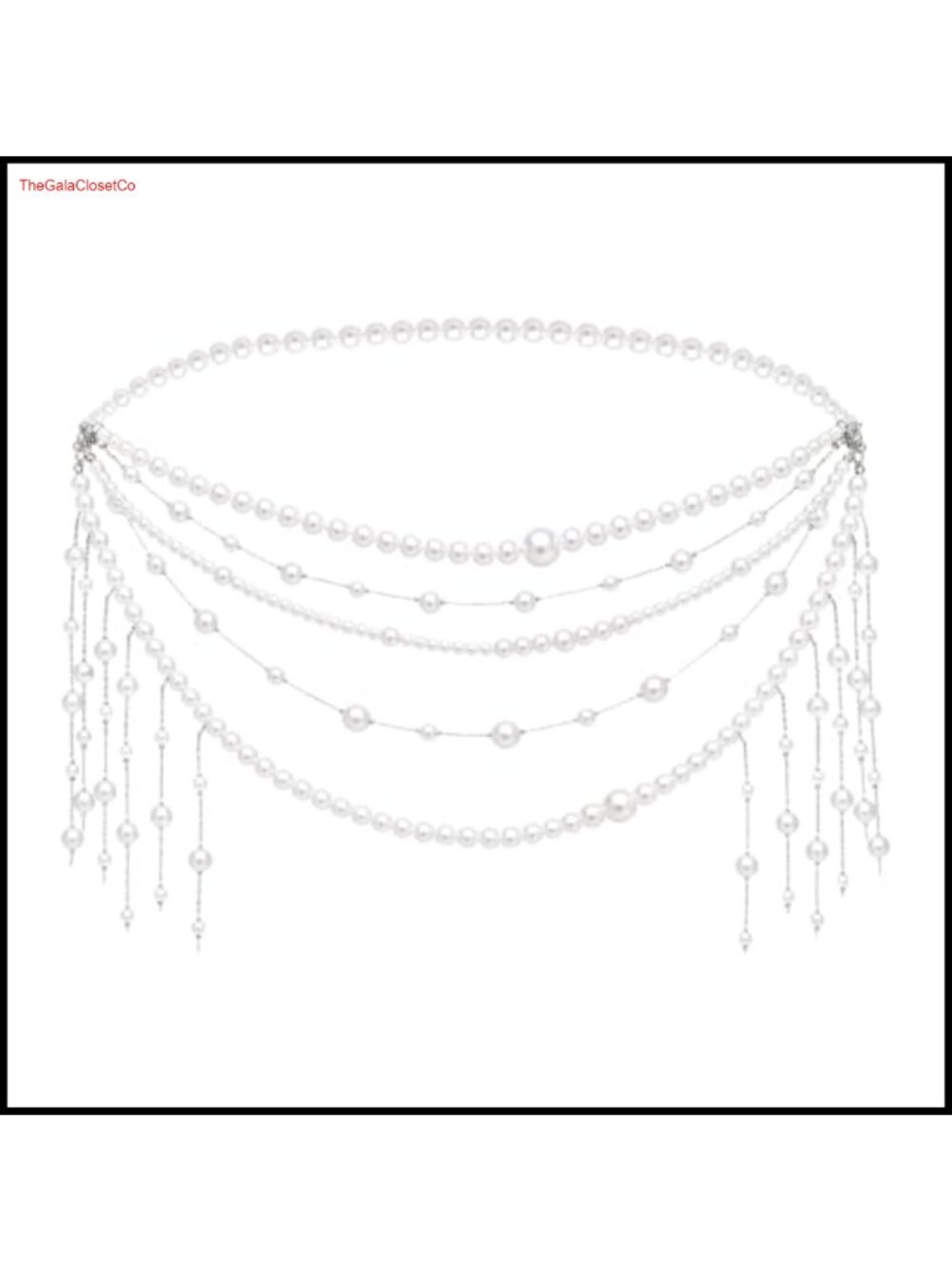 Layered Faux Pearl Tassel Waist Chain Body Jewelry for Women